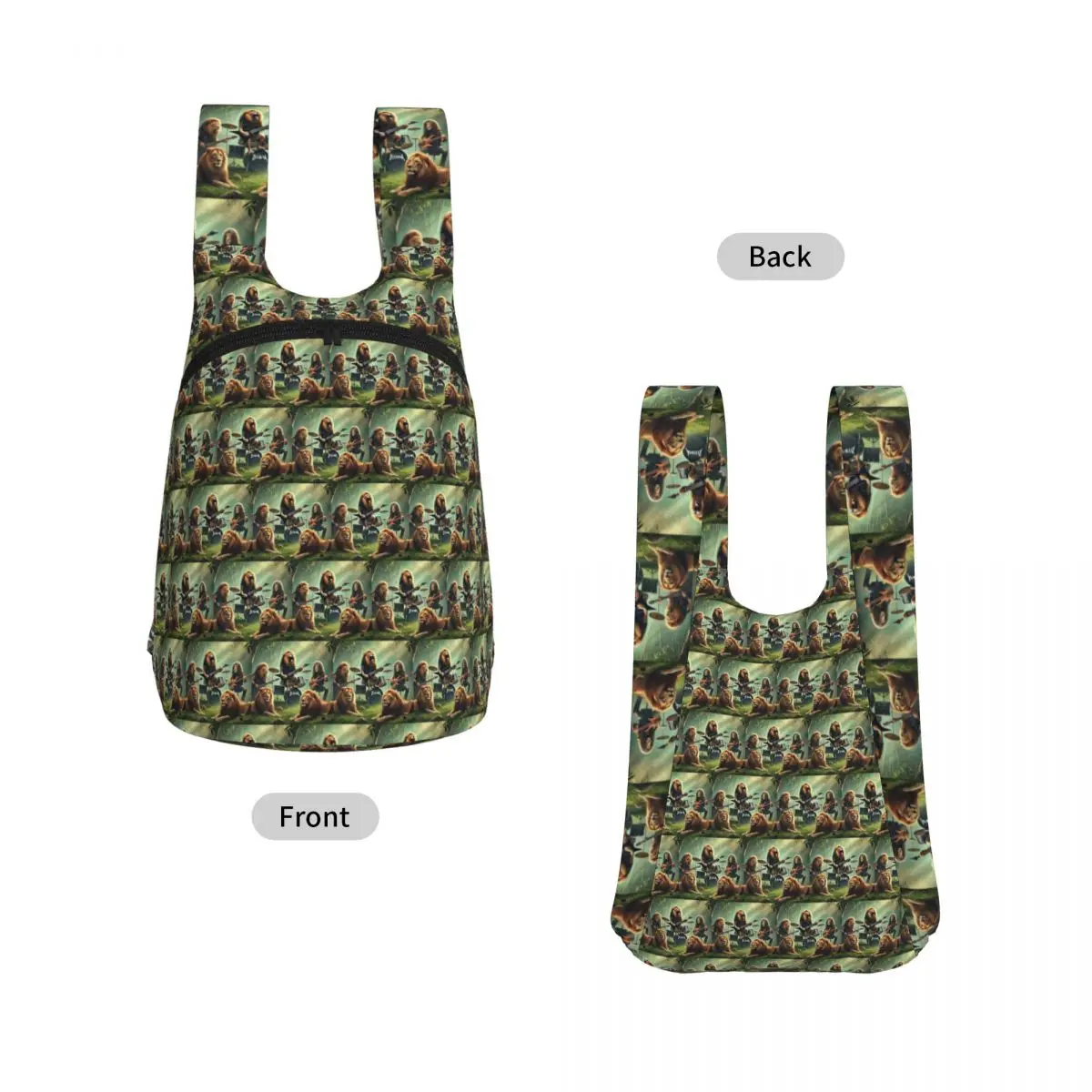 Lion Rock Band Jungle Art Backpack Student Storage BookBag Children School Bag Laptop Shoulder Bags for Men Women