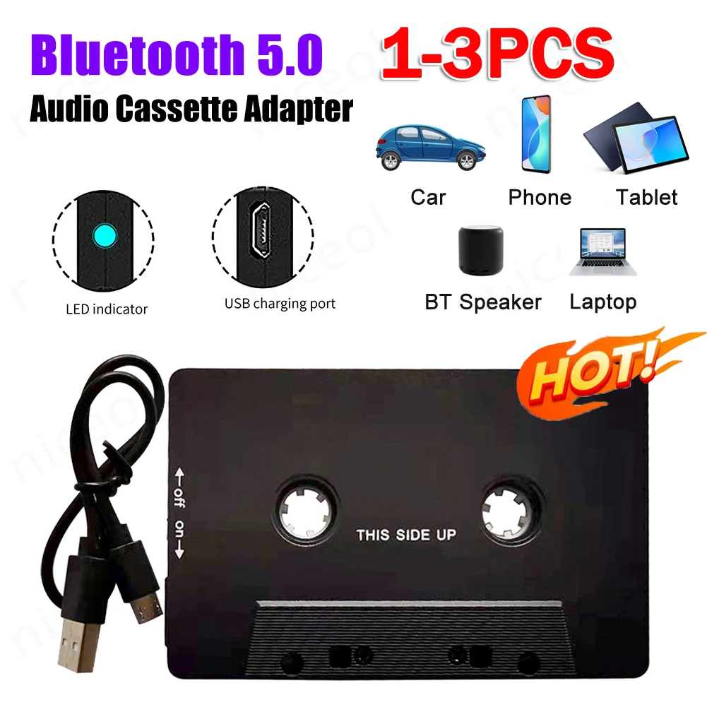 블루투스 AUX 오디오 어댑터 차량용 무선 카세트 테이프, BT 5.0 변환기, 범용 자동차 테이프, AAC MP3 SBC 스테레오 플레이어
