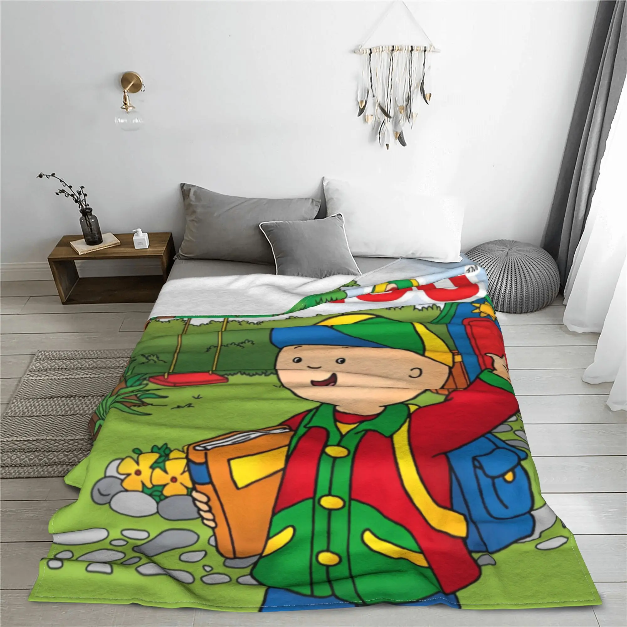 Caillou Animation Cartoon Blankets Anime Family Fuzzy Novelty Soft Throw Blanket for Coverlet Textile Decor Office