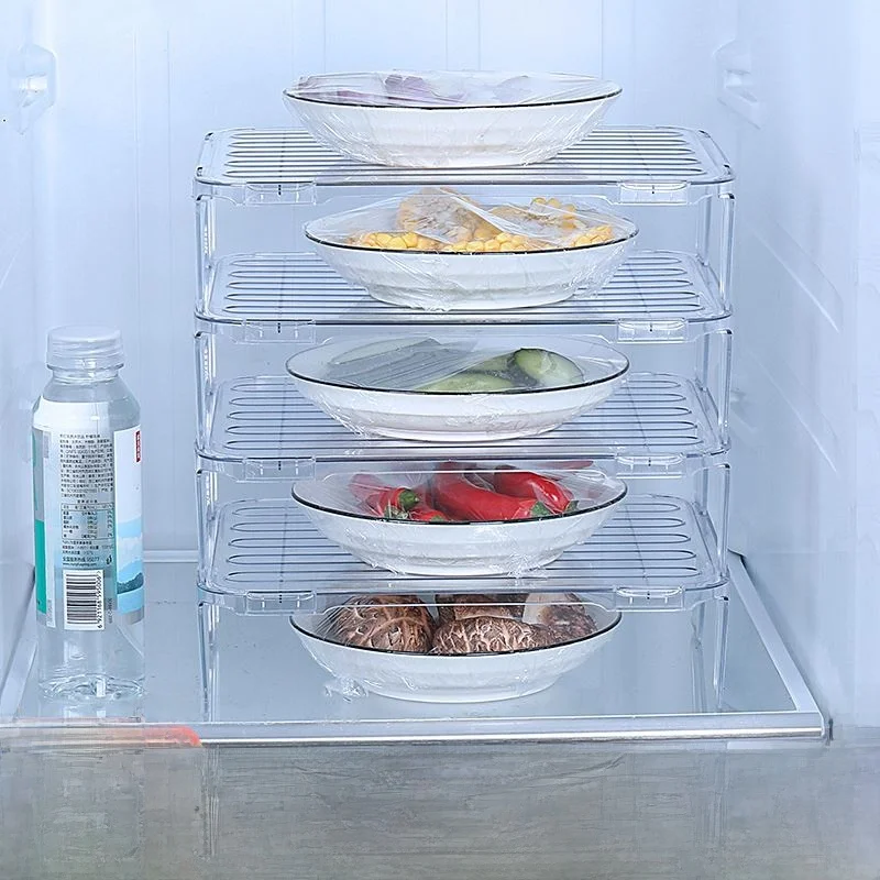 Organizador de Geladeira para Cozinha, Prateleira Divisória para Freezer, Suporte para Pratos e Tigelas, Prateleira Multi-cam...