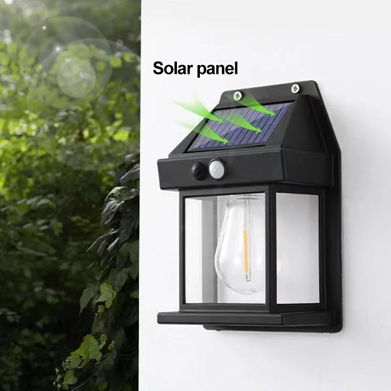 Applique Murale Solaire en Tungstène à Induction Intelligente, Lampe à Filament avec Télécommande, Lumière du Soleil Extérieure, Jardin, Villa