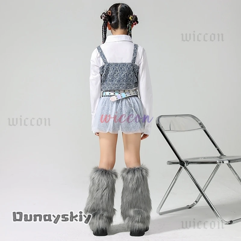 Танцевальная одежда в стиле хип-хоп для девочек, одежда для концертных выступлений, костюм Kpop для джазовых танцев, топы, шорты, детская дневная одежда