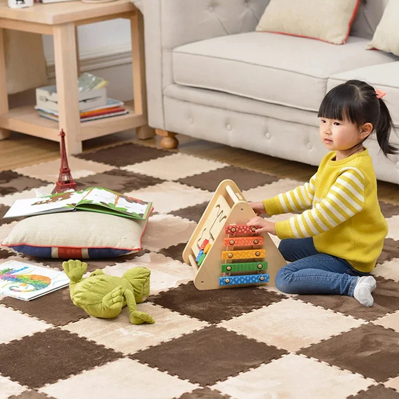 Alfombra de rompecabezas de espuma Eva de 6 piezas para niños, tapete de juego para la habitación de felpa suave de los niños, mantiene el calor,