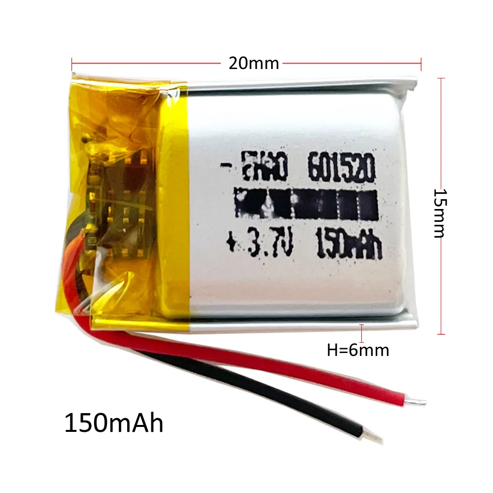 4 szt. Akumulator litowo-polimerowy Lipo 3,7 V 150 mAh 601520   Do zestawu słuchawkowego Bluetooth MP3 wideo, dyktafonu, bransoletki, światła