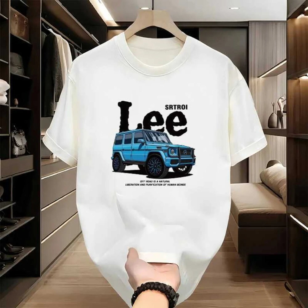 2025 طاقم الرقبة تي شيرتات قصيرة الاكمام الأمريكية المطبوعة عادية حجم كبير الاتجاه فضفاض نصف كم الربيع الصيف أعلى أسفل قميص الإضافية #1