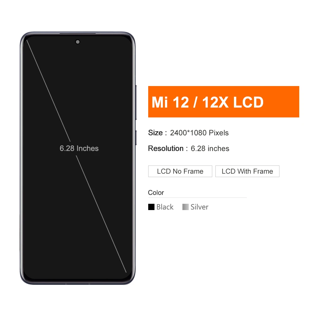 6.28\'\' LCD for Xiaomi 12 Mi 12 Touch Screen Mi12 2201123G, 2201123C Display Assembly Mi 12X Mi12X 2112123AC 2112123AG