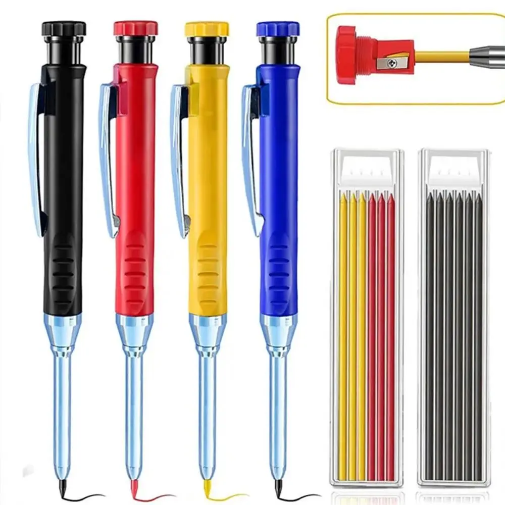 2.8mm Built-in Sharpener Solid Carpenter Pencil Long Head Mechanical Pencil Woodworking Deep Hole Marking Tool