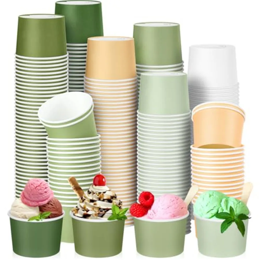 

Pcs 8 oz Summer Ice Cream Paper Cups Bulk Disposable Dert Cups Solid Color Paper Dert Bowls for Snack Sundae Spring Party Favor