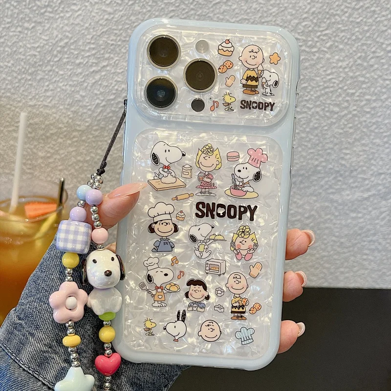 Urocze etui na telefon z kreskówkowym SNOOPYM do iPhone 17Pro 15 16 17 Pro Max, najlepszy przyjaciel Szef Kuchni Snoopy, obudowa z bransoletką Charlie. — zdjęcie produktu 7