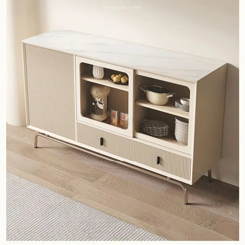 Cream Wind Slate Dining Side Cabinet Solid Wood Modern Simple Locker