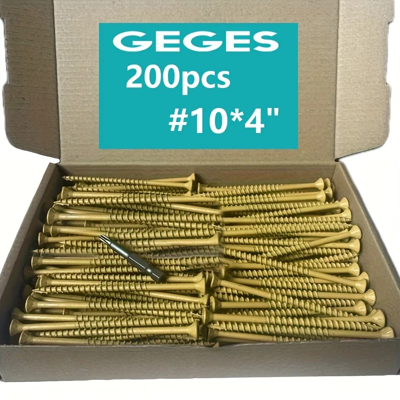 

200pcs #10*4" Bronze Self-Drilling Wood Screws with T25 Star Drive, Grade 5, Epoxy & Ceramic Coated for Rust Protection