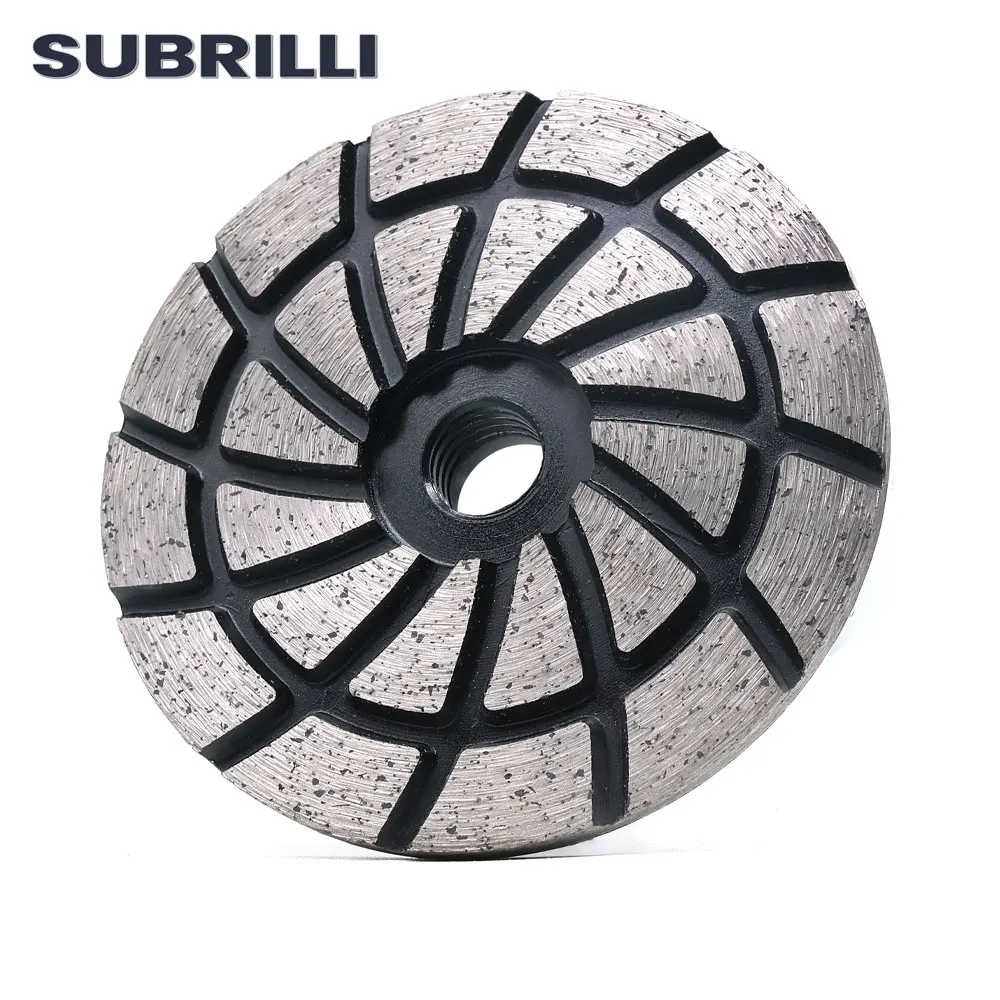 SUBRILLI 4inch Diamond Turbo Rim Grinding Cup Wheel Iron Based M14 5/8-11 Grinding Disc For Granite Concrete Artificial Stone