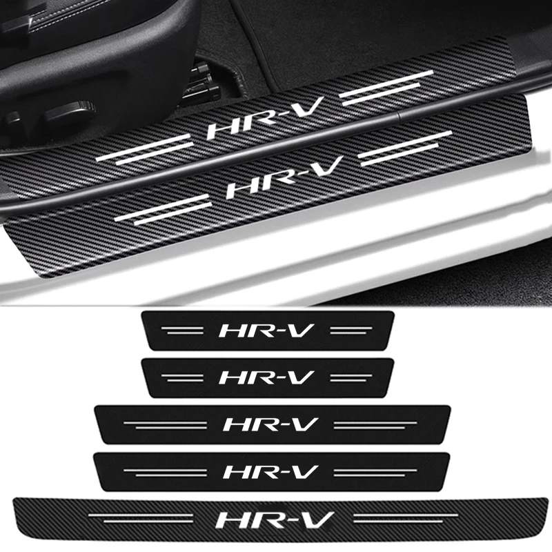 Carbon Fiber Car Door Threshold Anti Scratch Stickers for Honda HRV HR-V Rear Trunk Sill Protective Decals Auto Accessories