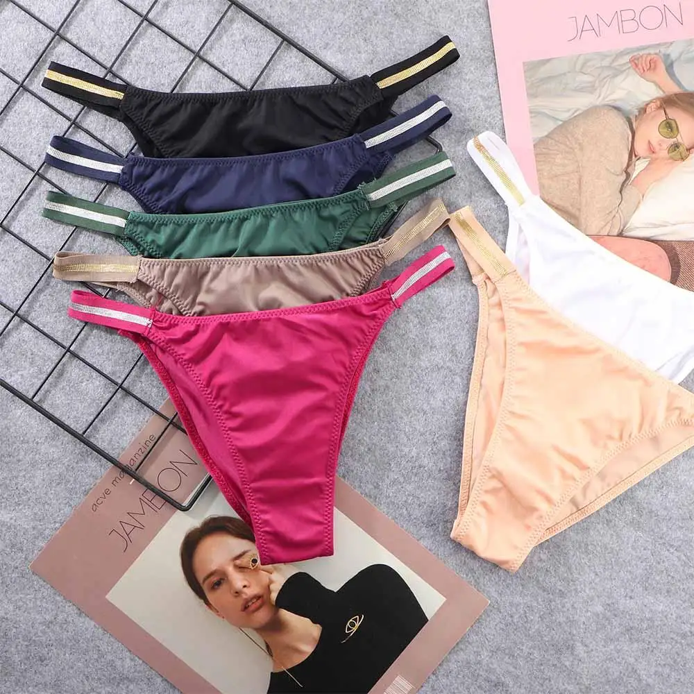 تنفس السيدات الراحة بيكيني لامعة حزام الحرير الجليد سلس ملخصات مثير T-الظهر الحرير الجليد ثونغ g-سلسلة النساء سراويل #2