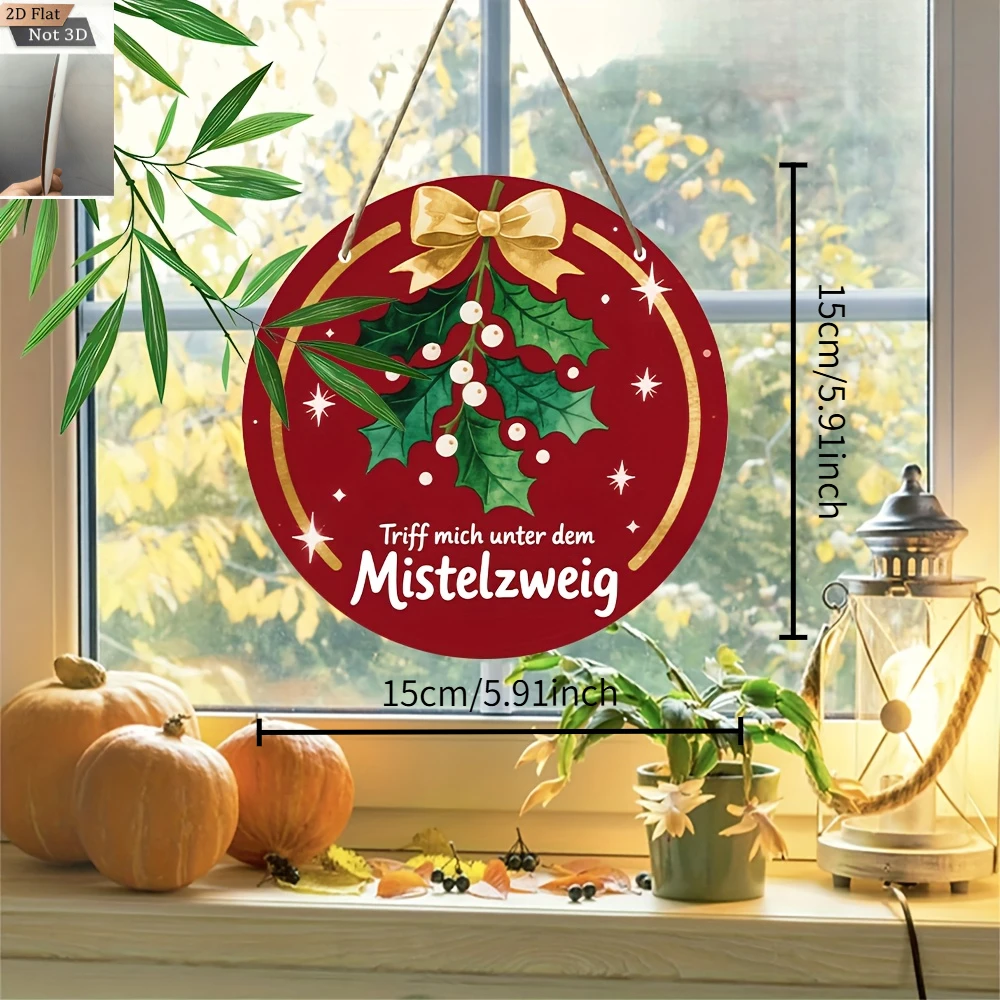 2D Flat Artificial Wood Wall Hanging, 1pc Round Wooden Wall Decor - 