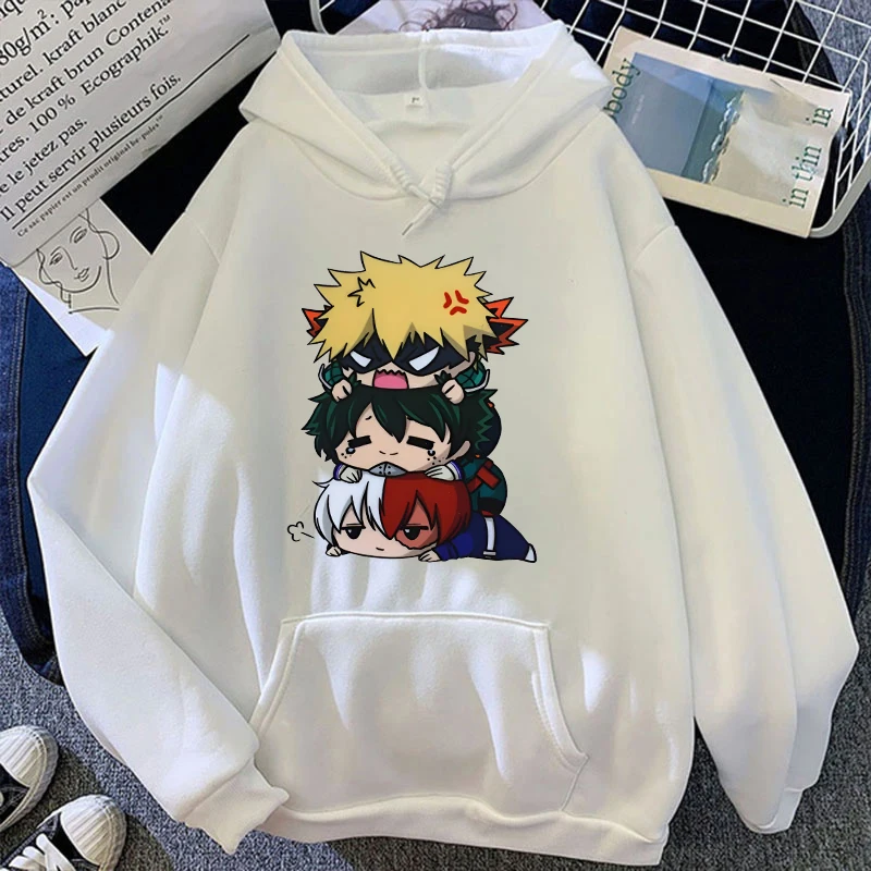 Moda donna Anime Deku Bakugou Katsuki Todoroki Shoto stampa felpa con cappuccio autunno tempo libero Pullover sportivo