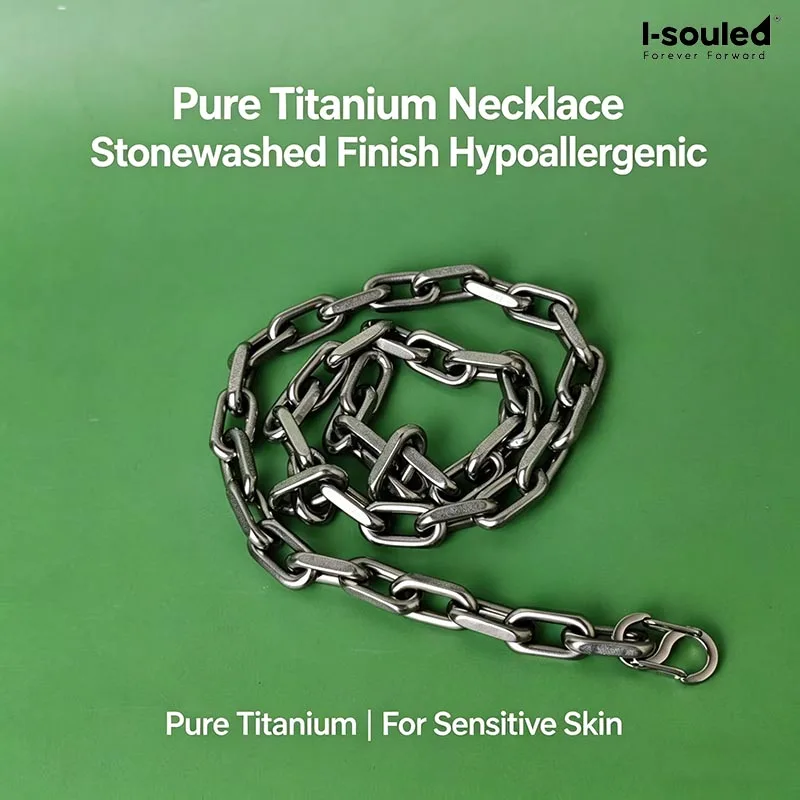 

Stone Washed Unpolished Pure Titanium Necklace for Sensitive Skin, Non Allergy Jewelry Gift