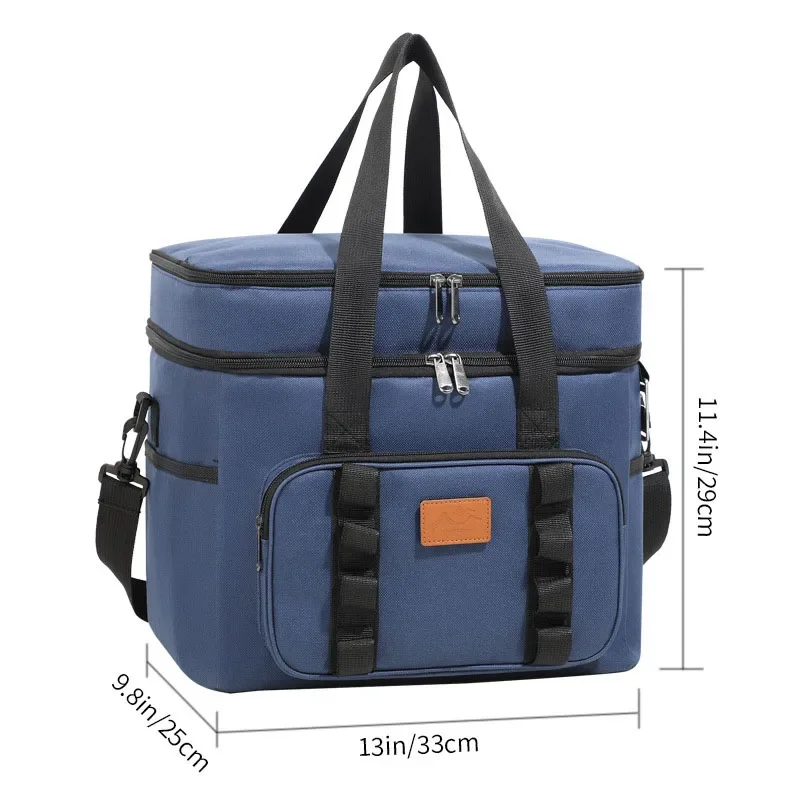 Large Capacity Totes Bento Insulated Lunch Bag Picnic Food Box Storage Ice Cooler Thermal Bag Portable Handheld Double-layerBags