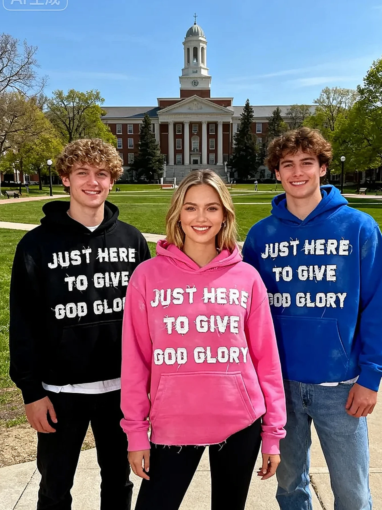 سترة بغطاء للرأس زرقاء للرجال سترة خريفية كبيرة الحجم مطرزة بحروف فقط هنا لإعطاء GOD GLORY Street الهيب هوب للجنسين #2