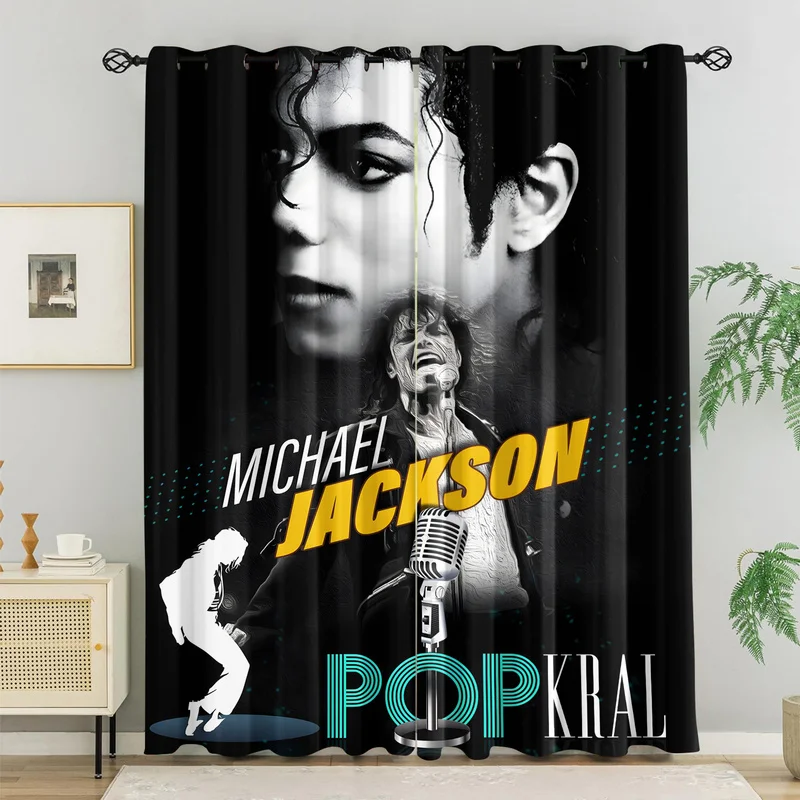 Fashion Michael Jackson Print Curtain Classic The King Of Pop Collage Window Drapes Retro Curtain Bedroom Living Room Decor Gift