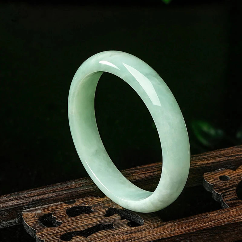 Myanmar 5A Natural Jadeite Bangle Green Jade Bracelet Feng Shui Hand Carved Round Fashion for Women Jewelry Accessories Gift