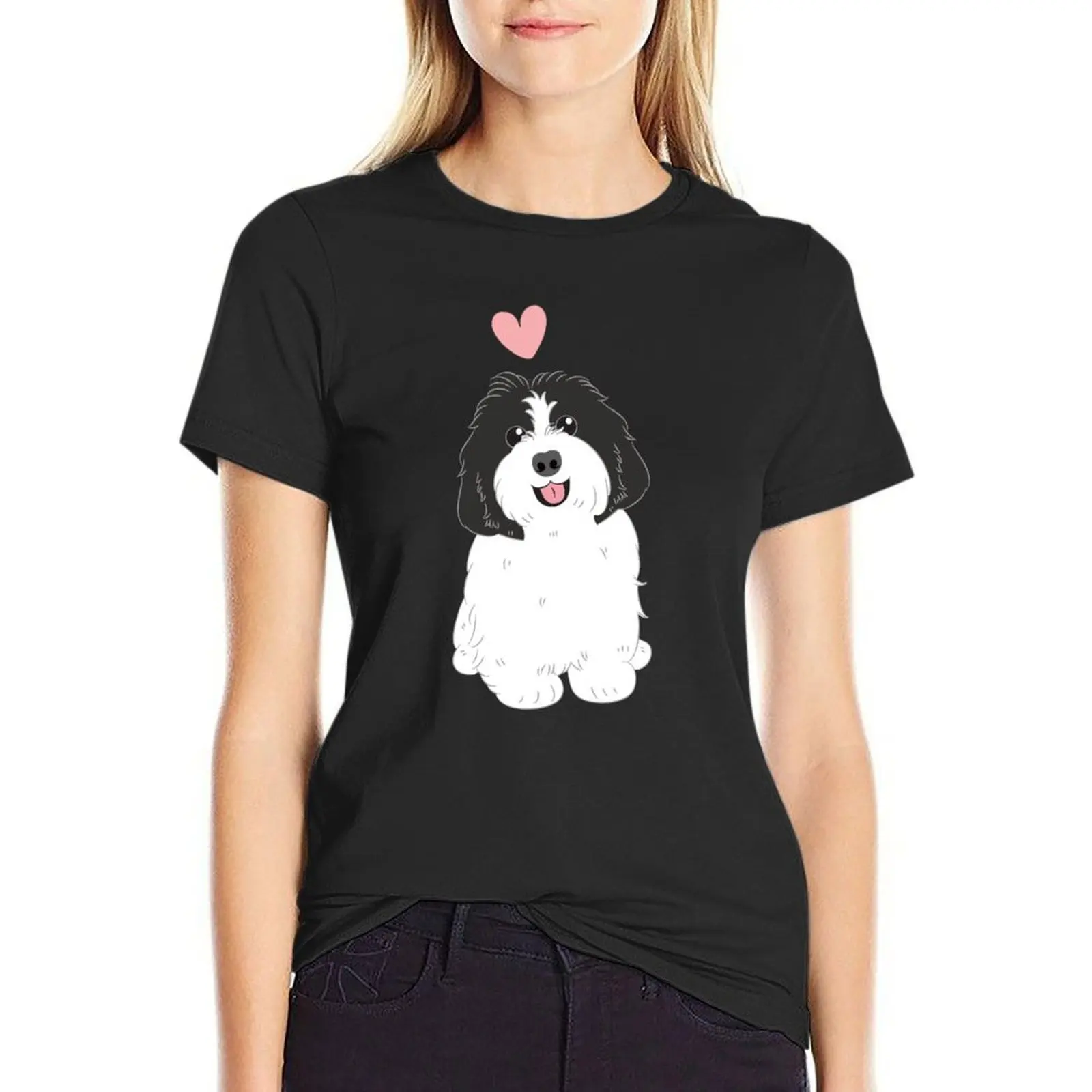 

LOVE Black White Havanese Dog T-Shirt funnys sublime summer tops Women clothing