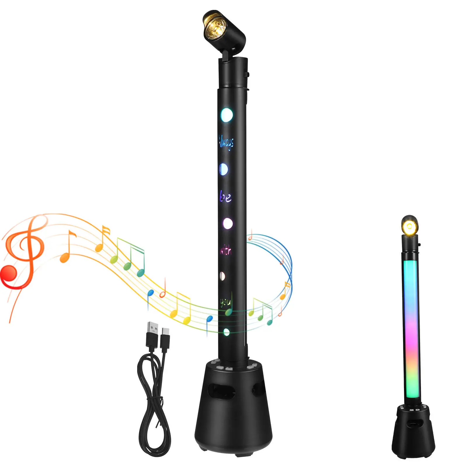 Rgb Color Changing Speaker Lamp Wireless Connectivity Rotating Head Corner Floor Lamp for Living Room Gaming Bedroom