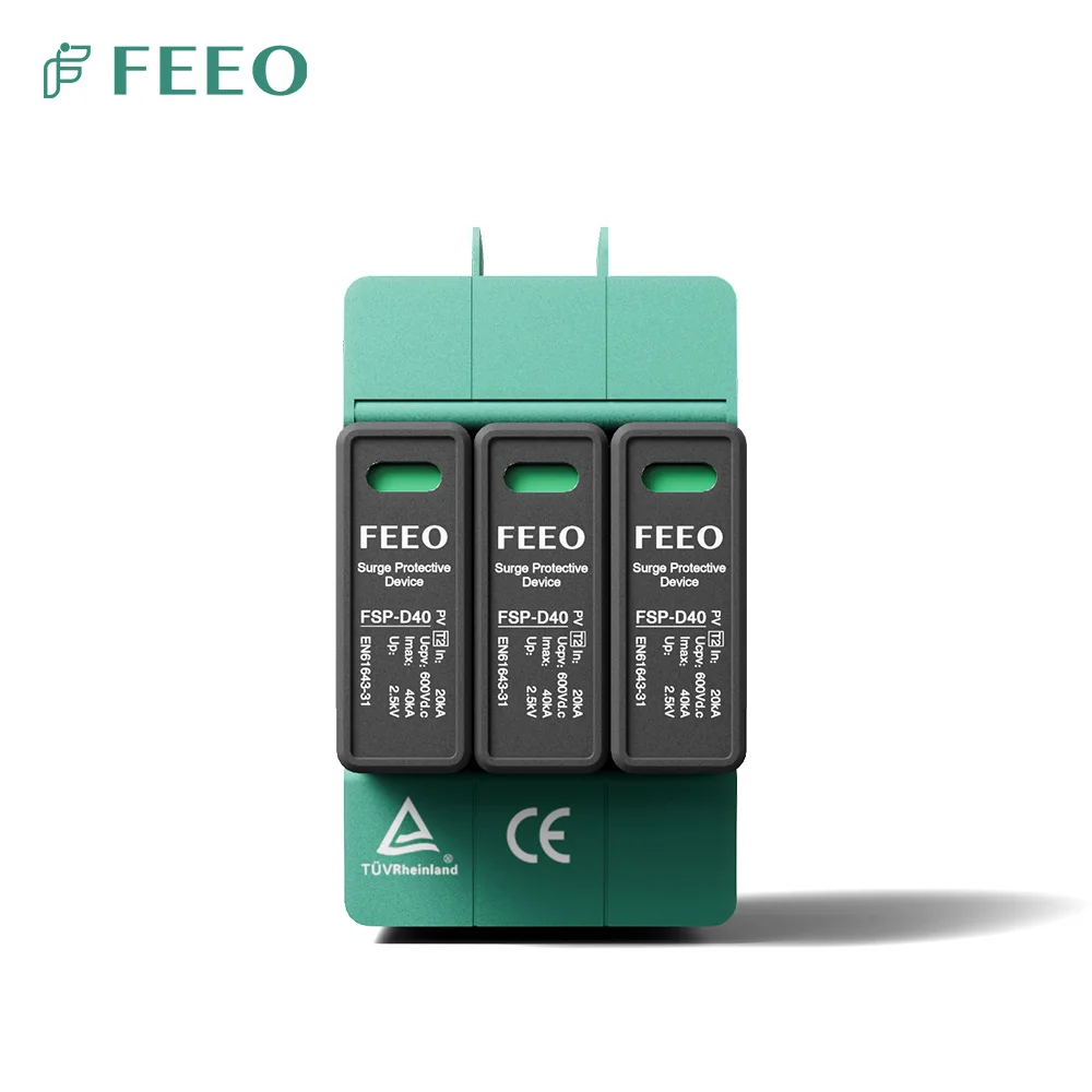 

FEEO SPD DC 3P 1000 В 1500 В 20KA ~ 40KA TUV и CE Din-рейка Солнечная наружная защита от перенапряжения Устройство защиты от перенапряжения