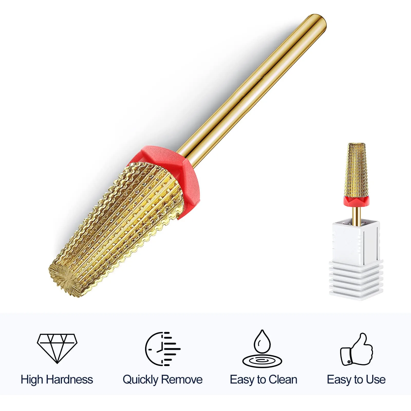 5 In 1 Multi-function Nail Bit Two Way Rotate Straight Cut Tapered Milling Cutter Gold Cuticle Drill Bit for Nail Salon