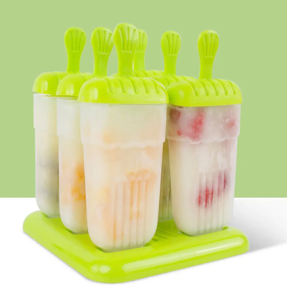6Pcs Ice Mold Ice Pop Box Green Environmentally Friendly Reusable Non Toxic DIY Ice Cream Mold Ice Pop Maker