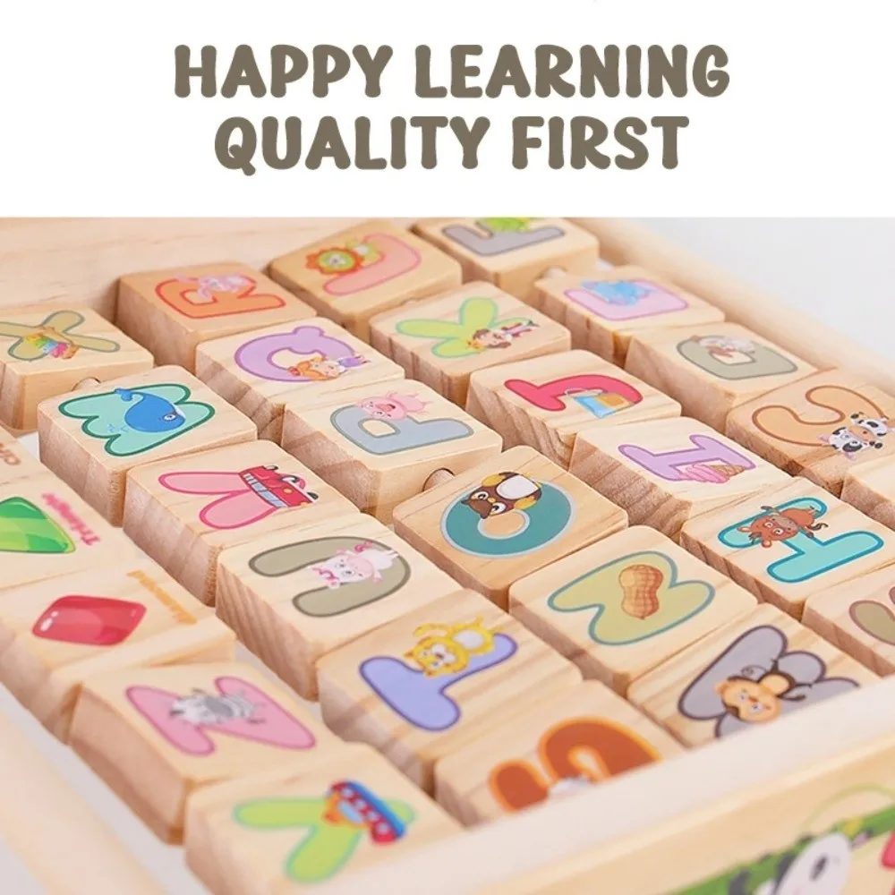 Wooden Letter Board Flip Board English Alphabet Learning Montessori Teaching Aids Arithmetic Bead Abacus