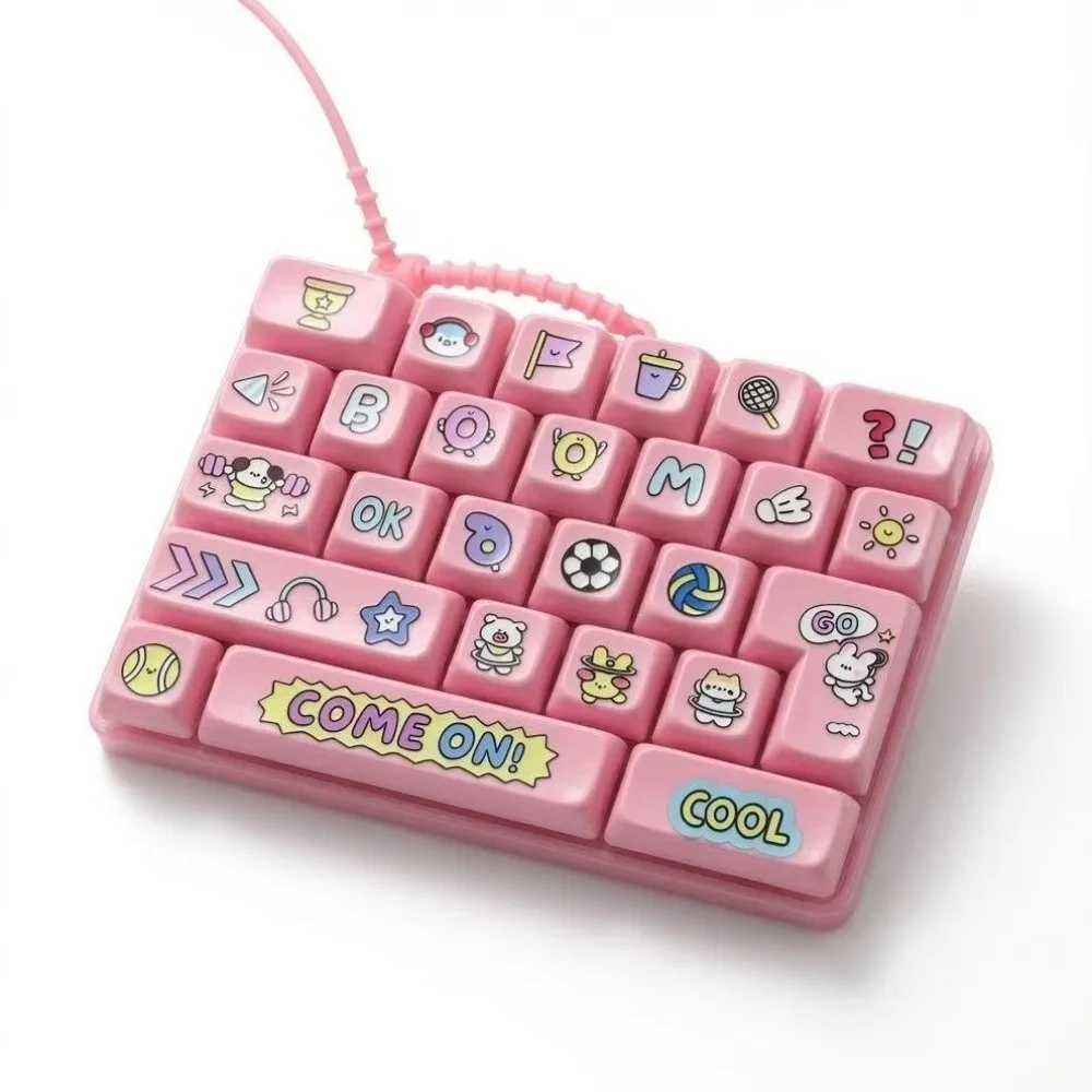 Sensorischer, mehrfarbiger 26-Tasten-Schlüsselanhänger, 26-Tasten-Gitter, Cartoon-Fidget-Mini-Tastatur, mechanischer Schlüsselanhänger, Handentspannung – Detail 3