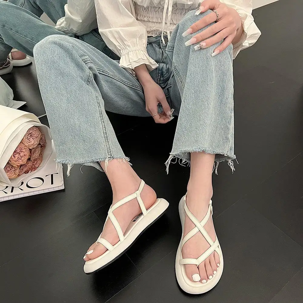 Comfort Shoes for Women Roman Sandals 2022 Summer Buckle Strap Suit Female Beige Soft Clogs Wedge Open Toe Clear Heels Gladiator