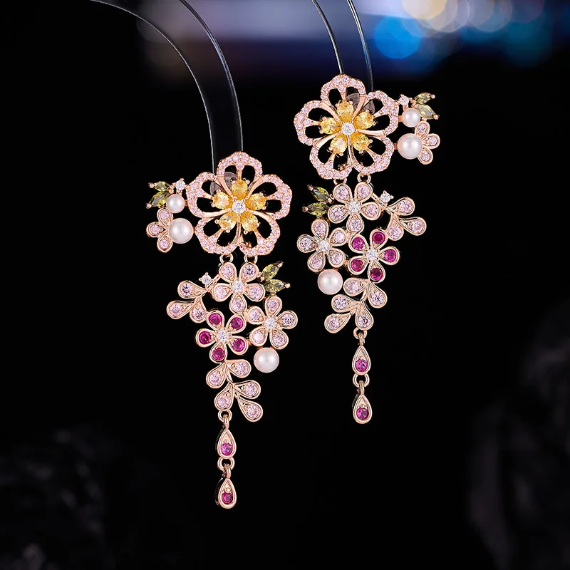 Sparkling Teardrop Tassel Earrings Luxury S925 Silver Posts Hypoallergenic Dangle Earring Bridesmaid Jewelry Accessories
