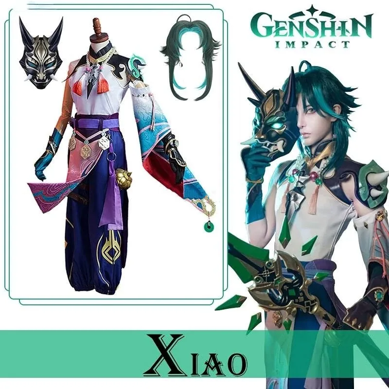 

Genshin Impact Xiao Cosplay Costumes Anime Figure Halloween Costume Suit Wig Mask Roleplay Clothing Party Uniform