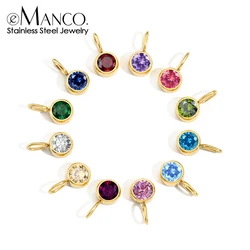 eManco 12 Color Birthstone Pendant Month Zirconia Necklace Color Stone Accessories Birthday Gift