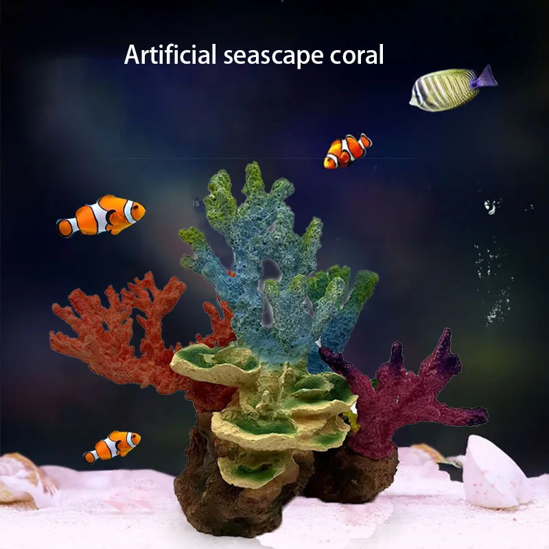 30CM Large Artificial Coral Fish Tank Decorations Aquarium Decor Sea Plants Ornaments for Turtle Betta Goldfish Crab Shrimp