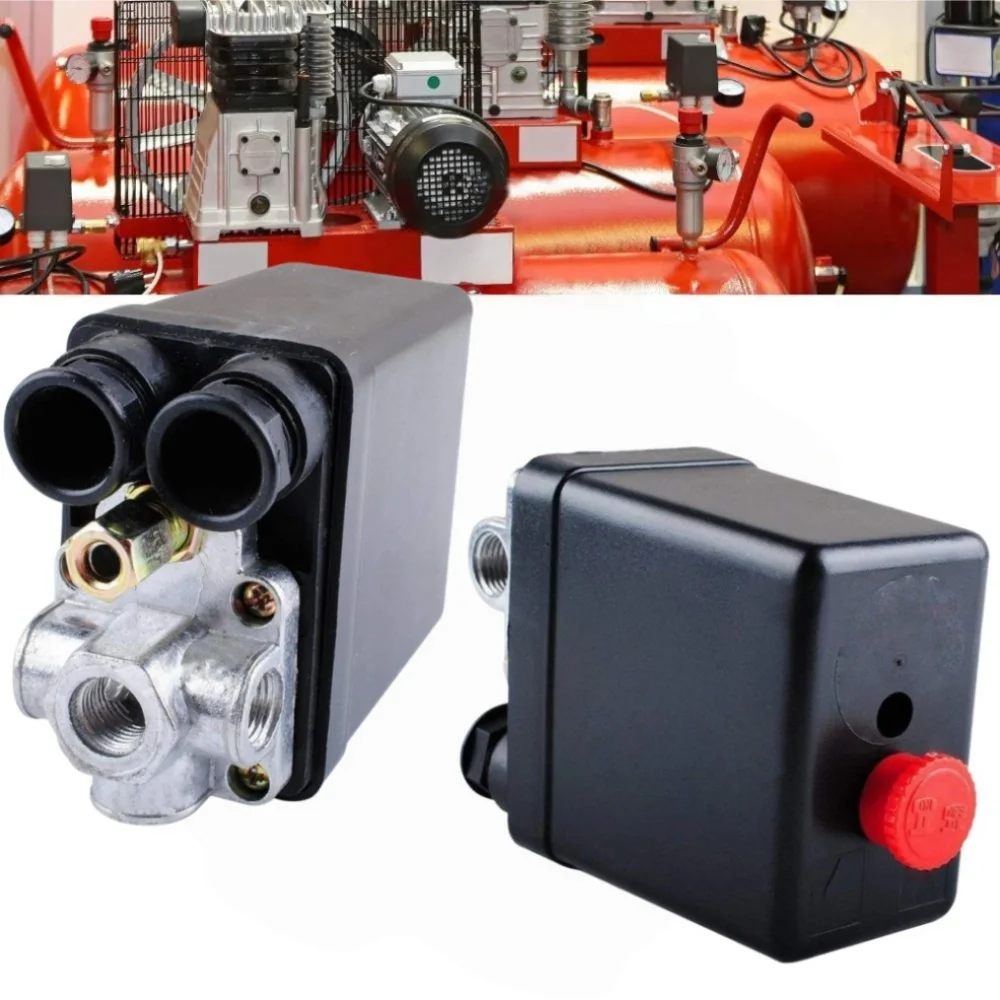 

Air Compressor Pressure Switch 90-120psi Automatic Air Pressure Switch 4Port Manifold Electric Air Compressors Tool Accessory