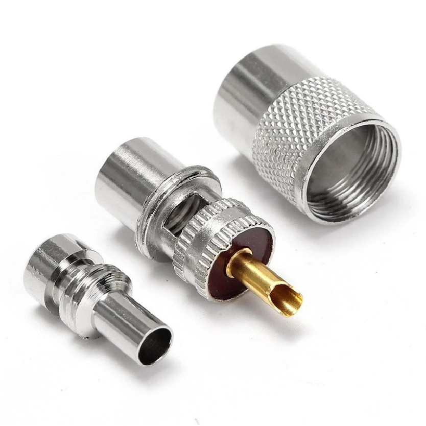 UHF Male Plug with Reducer Screwed Coupling Connector PL259 for RG58 RG59 RG6U Coaxial Cable