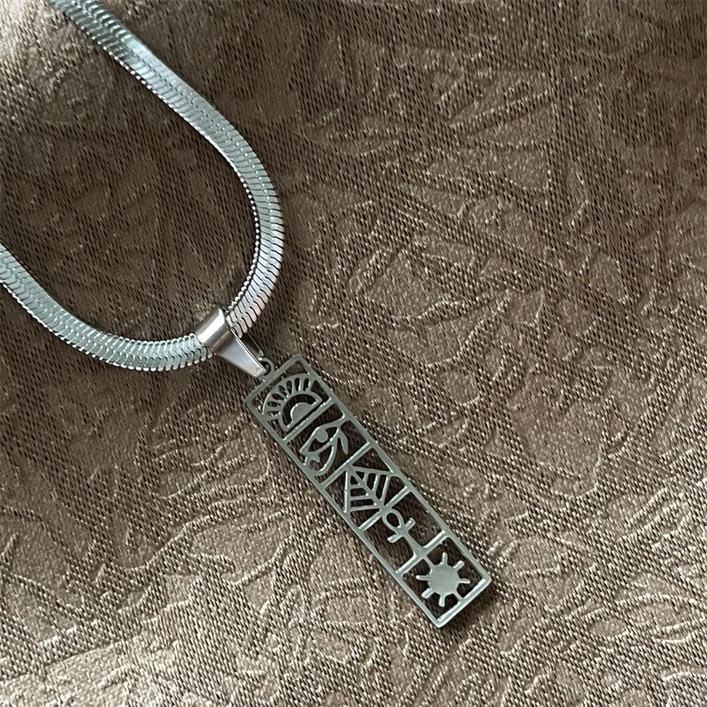 قلادة بدلاية شمس منحوتة من الفولاذ المقاوم للصدأ للرجال والنساء ، قلادة مصرية قديمة ، جرافيتي شجرة كبيرة ، إكسسوارات يومية #5