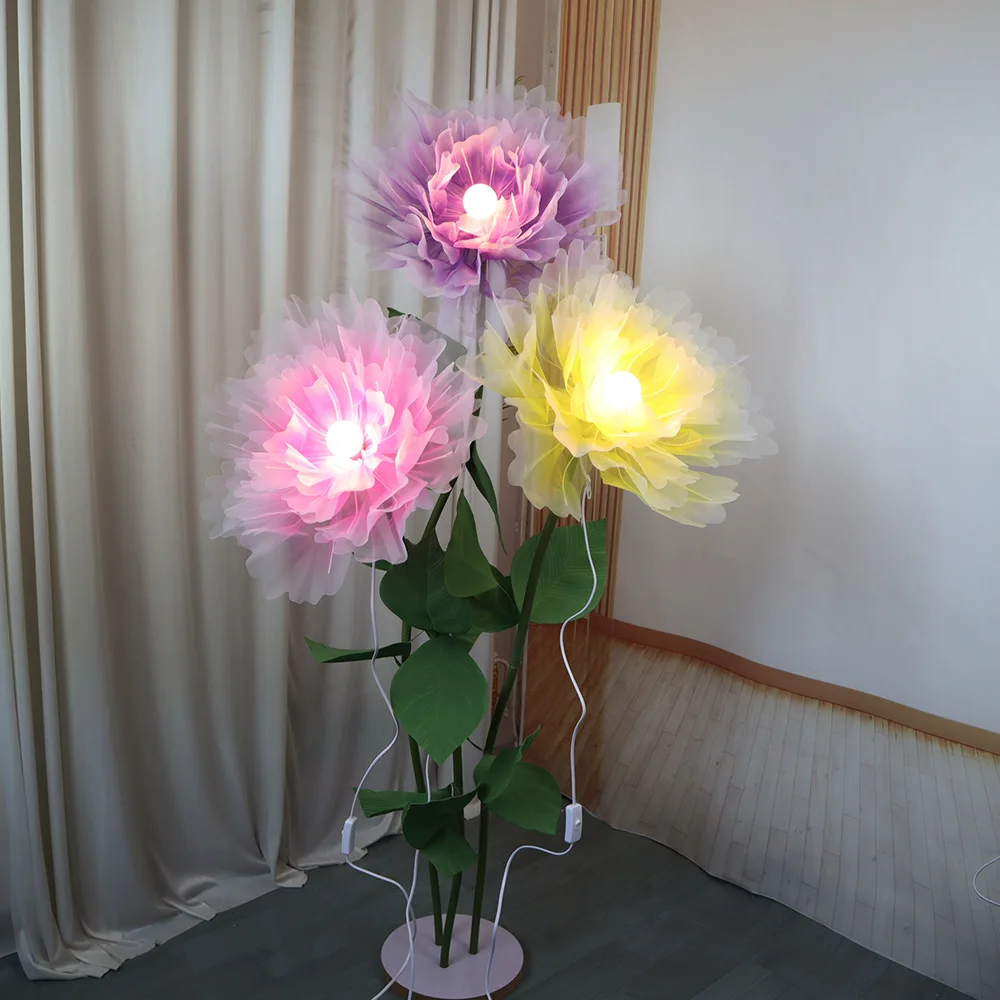 새로운 3D 꽃 조명 패브릭 수제 인공 꽃 거대한 사진 소품 레이아웃 배경 장식 대규모 이벤트