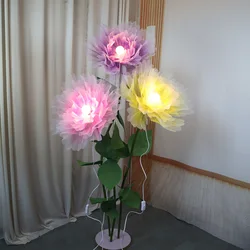 새로운 3D 꽃 조명 패브릭 수제 인공 꽃 거대한 사진 소품 레이아웃 배경 장식 대규모 이벤트