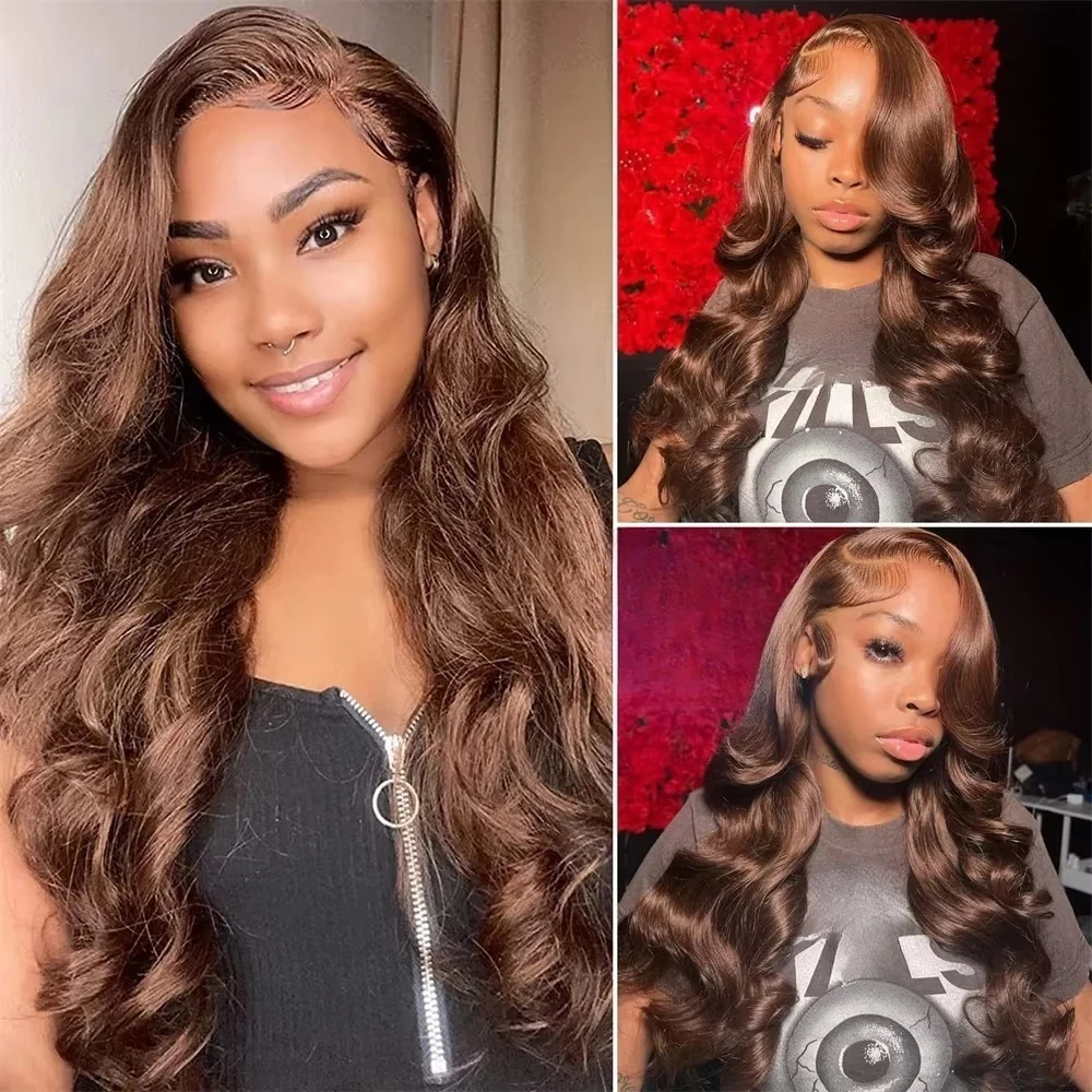 

Мягкий синтетический парик с длинными коричневыми волнистыми волосами (26 дюймов), плотность 180%, без клея, с кружевной передней частью, с эффектом baby hair, предварительно выщипанный, для повседневного использования.