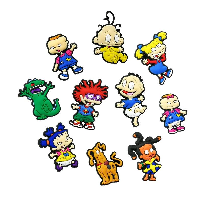 11PCS Hot New cartoon Mischievous little brat Shoes Charm various styles PVC Decoration Detachable Waterproof For Party Gifts