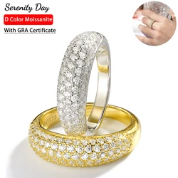 Serenity 5 Row D Moissanite Rings For Women Man Gift S925 Sterling Silver Sparkling Lab Diamond Wedding Rings Anniversary Gift