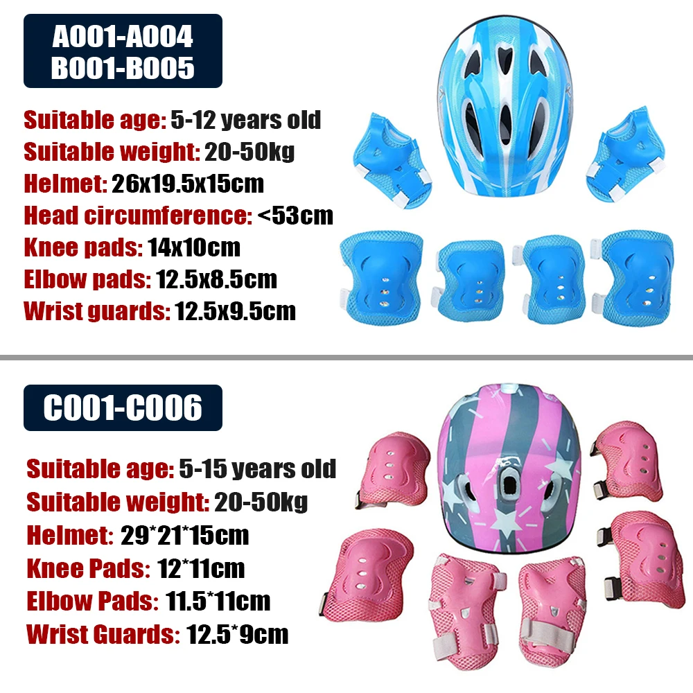 Kids Adjustable Helmet Protective Gear Set Sports Knee Elbow Wrist Pads for Children Boys Girls Bike Skateboard Scooter Roller