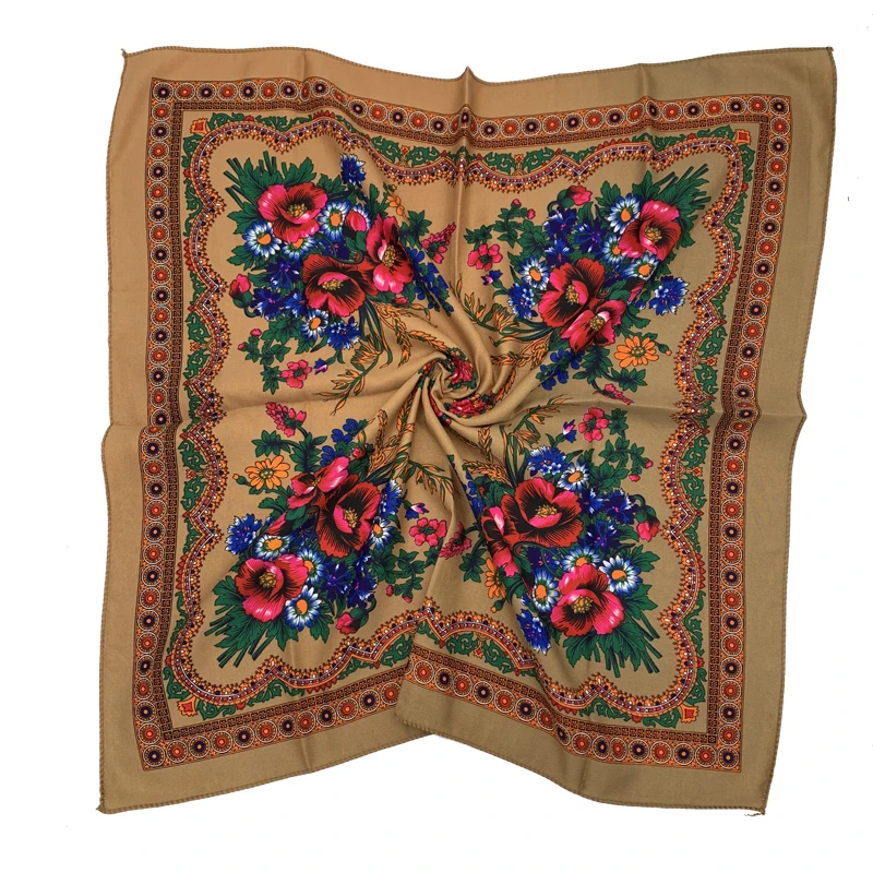 Retro Bloemen Gedrukt Babushka Sjaal Nationale Russische Sjaal Vrouwen Vierkante Bandana Oekraïense Sjaal Foulard Femme Vrouwelijke Hoofdband