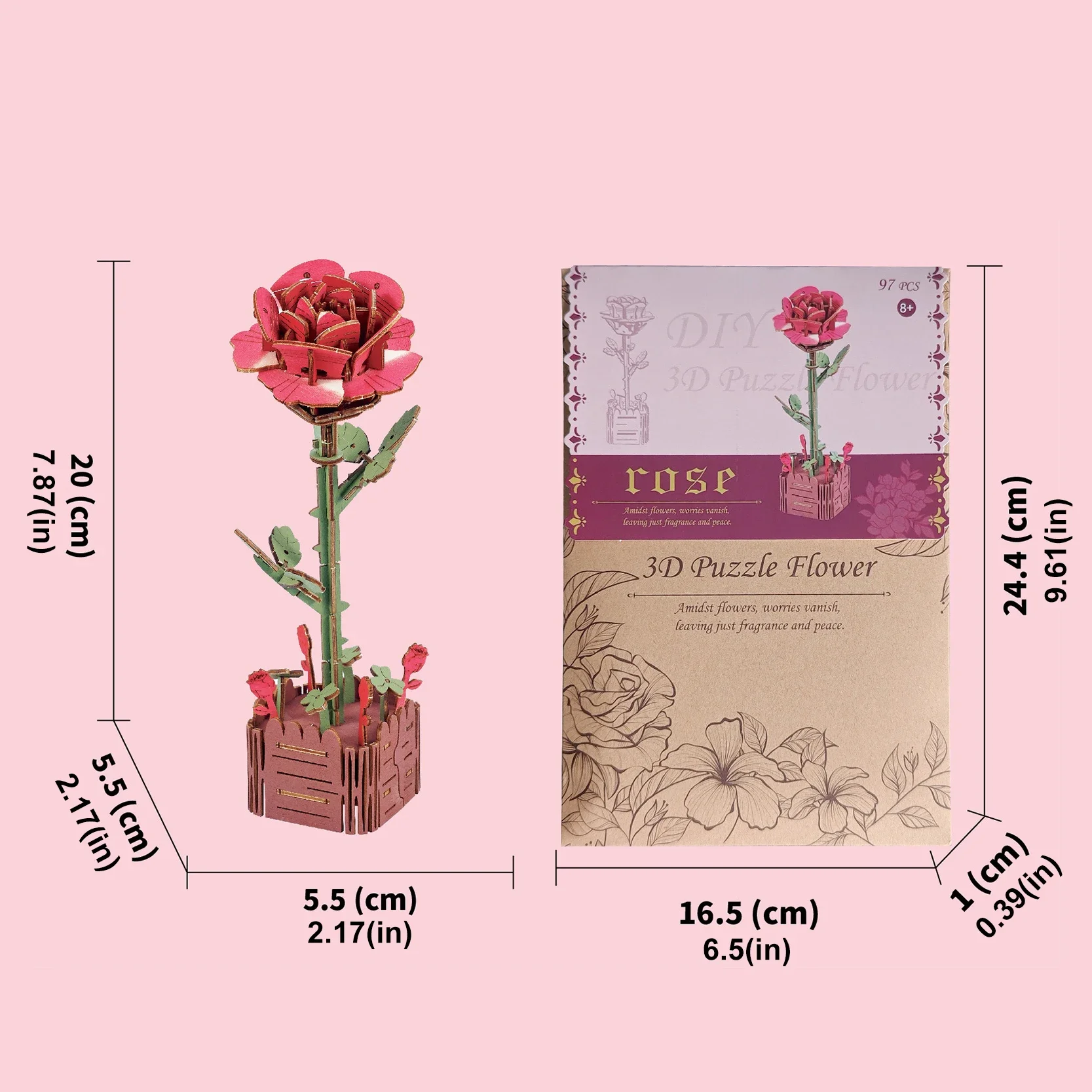 Adornos decorativos de escritorio, rompecabezas en maceta de flores, bricolaje de madera 3D, rosa de girasol ensamblada, juego de juguetes de bloques de construcción, regalos para niños