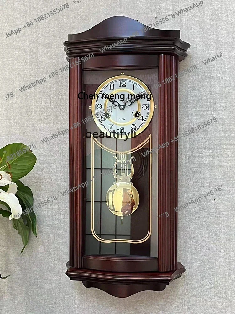 S7486 ss Solid Wood Mechanical Wall Clock New Chinese Style Wall Clock Ringing Old European Style Clock American Style