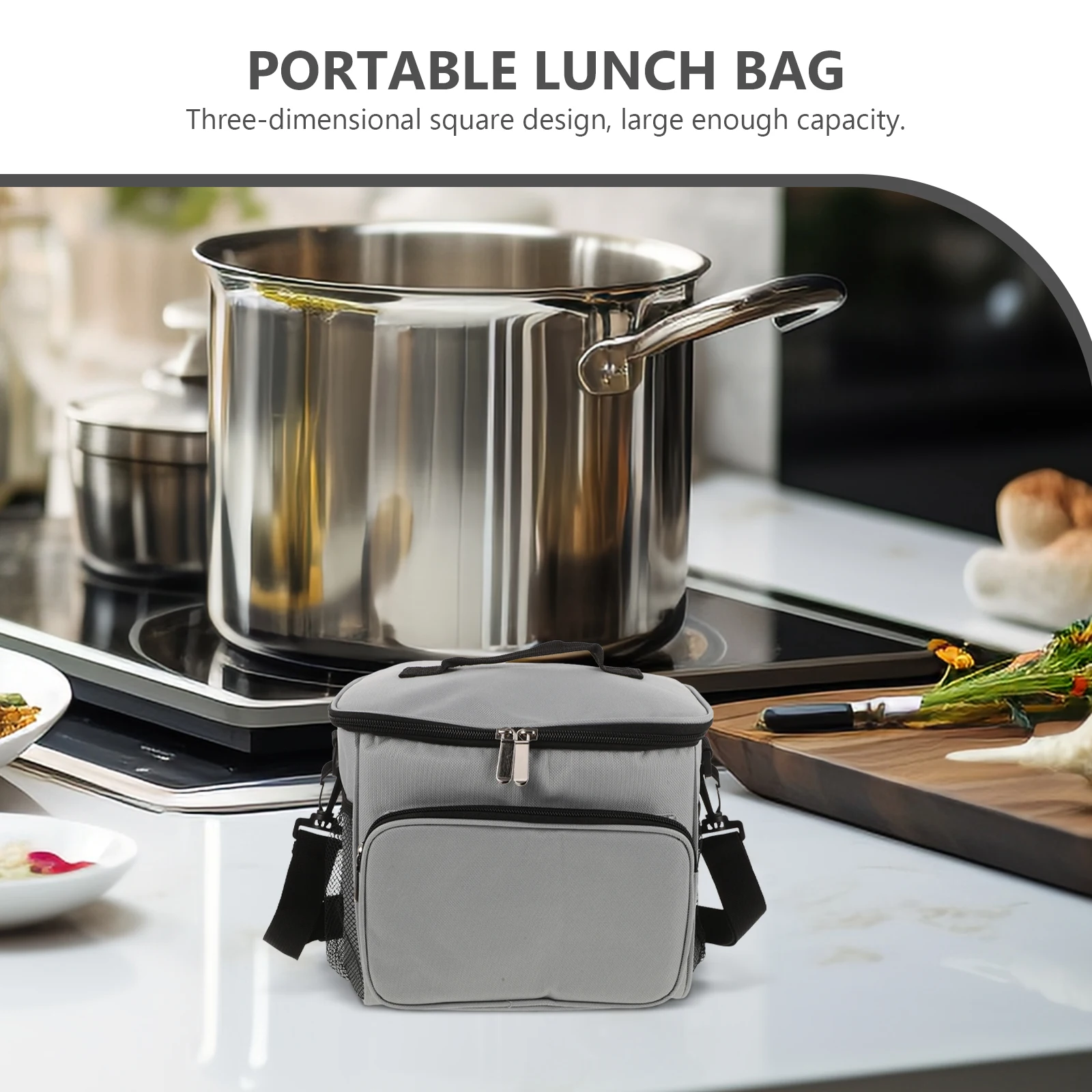 

2pcs Insulated Lunch Bag Reusable Waterproof Portable School Work Outdoor Large Lunch Box Bag With Thermal Pe Cotton Aluminum